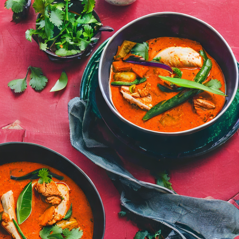 Rotes Curry nach thailändischer Art mit Hühnerfleisch